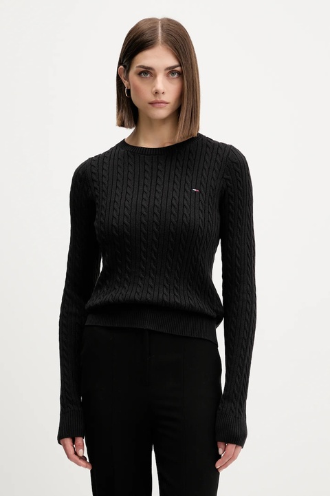 Tommy Jeans sweter bawełniany damski kolor czarny lekki DW0DW22165 - zdjęcie produktu nr 1