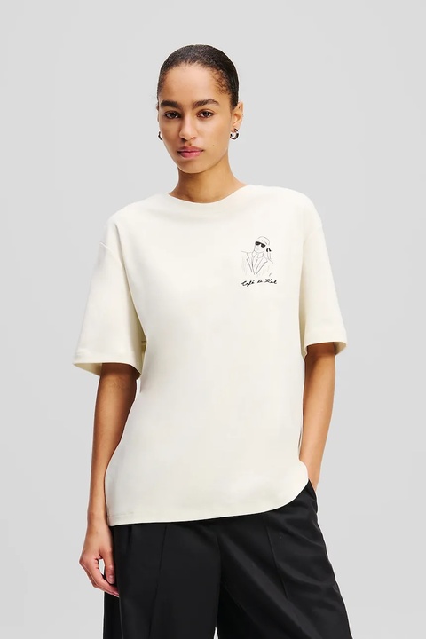 Karl Lagerfeld t-shirt bawełniany damski kolor beżowy A2W17089 - zdjęcie produktu nr 1