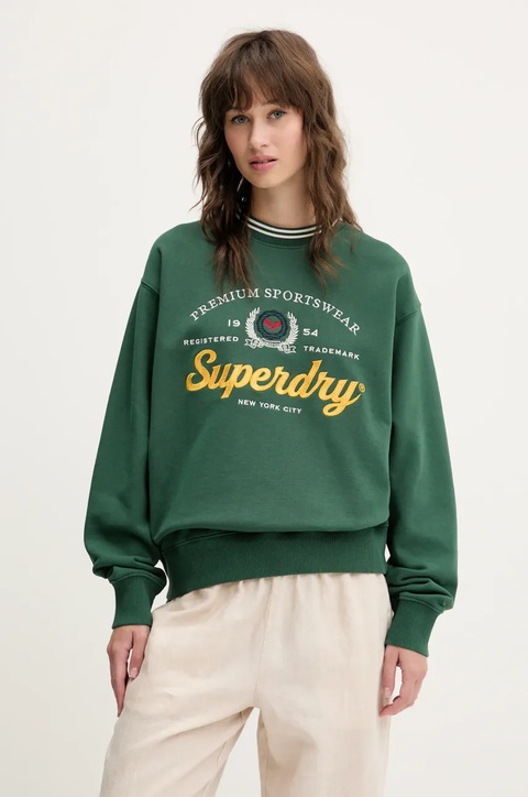 Superdry bluza damska kolor zielony z aplikacją W2012254A-GRJ - zdjęcie produktu nr 1
