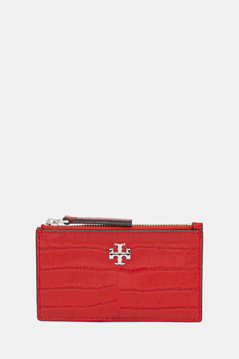 Tory Burch portfel skórzany Kira Croc Zip Card damski kolor czerwony 174546.600 - zdjęcie produktu nr 1