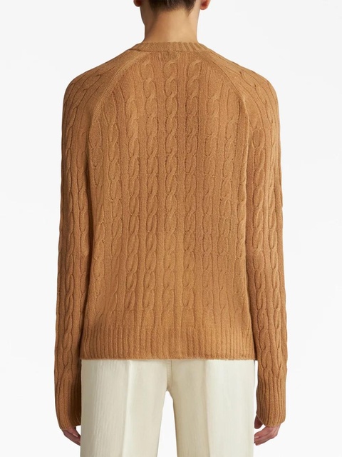 ETRO Pegaso-motif cable-knit cardigan - Brown - zdjęcie produktu nr 2