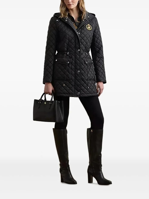 Lauren Ralph Lauren crest-patch diamond-quilted hooded jacket - Black - zdjęcie produktu nr 1