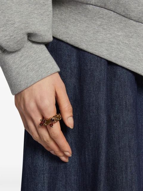 DRIES VAN NOTEN stone-embellished brass ring - Gold - zdjęcie produktu nr 2