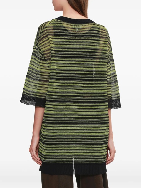 GANNI striped v-neck T-shirt - Black - zdjęcie produktu nr 2