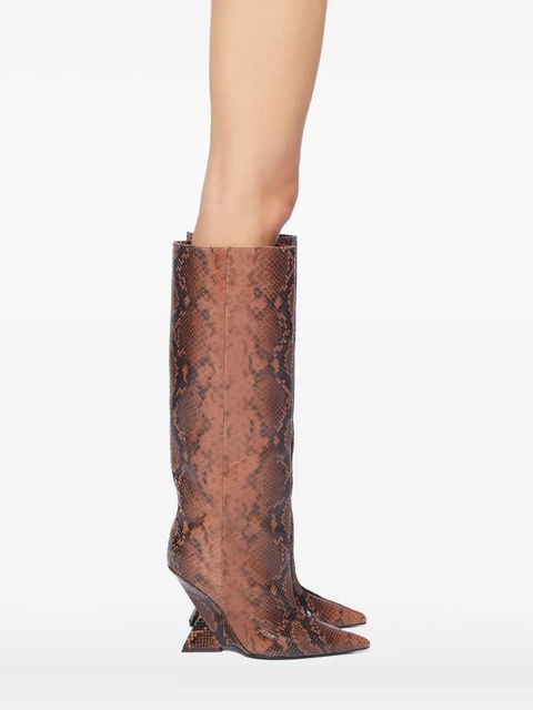 The Attico 105mm Cheope snakeskin wedge boots - Brown - zdjęcie produktu nr 1