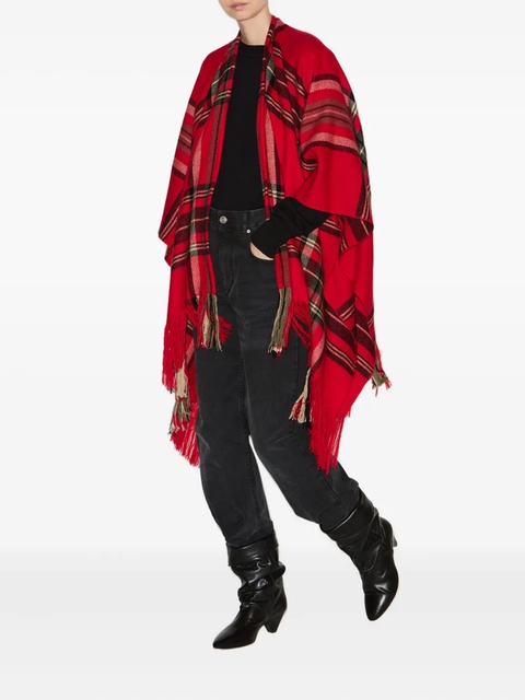 ISABEL MARANT Kamilo plaid-check fringe scarf - Red - zdjęcie produktu nr 1