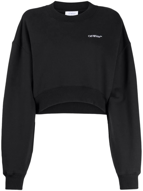 Off-White logo-embroidered cotton sweatshirt - Black - zdjęcie produktu nr 1
