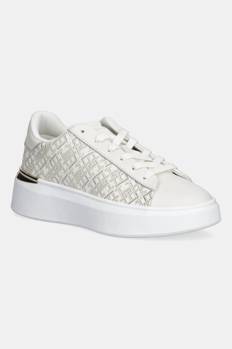 Tommy Hilfiger sneakersy skórzane TH MONOGRAM PLATFORM SNK damskie kolor beżowy FW0FW09155 - zdjęcie produktu nr 1