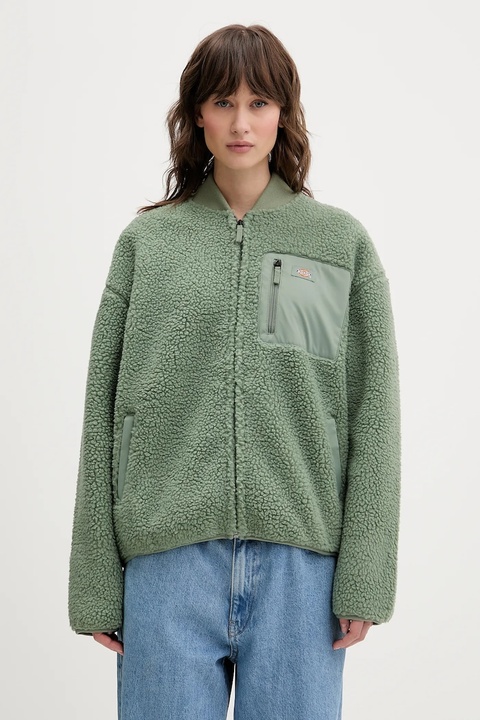 Dickies bluza polarowa damska kolor zielony gładka DK0A88BN - zdjęcie produktu nr 1