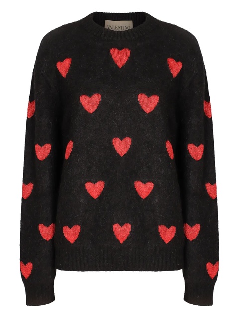 Valentino Garavani heart-pattern ribbed sweater - Black - zdjęcie produktu nr 1