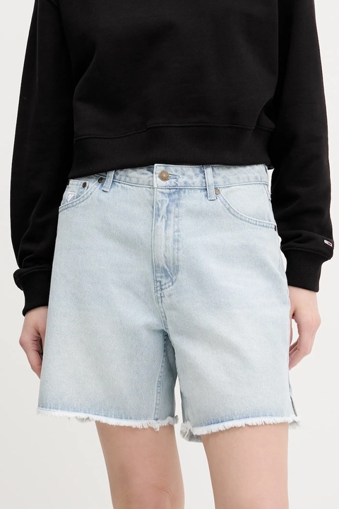 Karl Kani szorty jeansowe damskie kolor niebieski gładkie high waist 6110098 - zdjęcie produktu nr 1