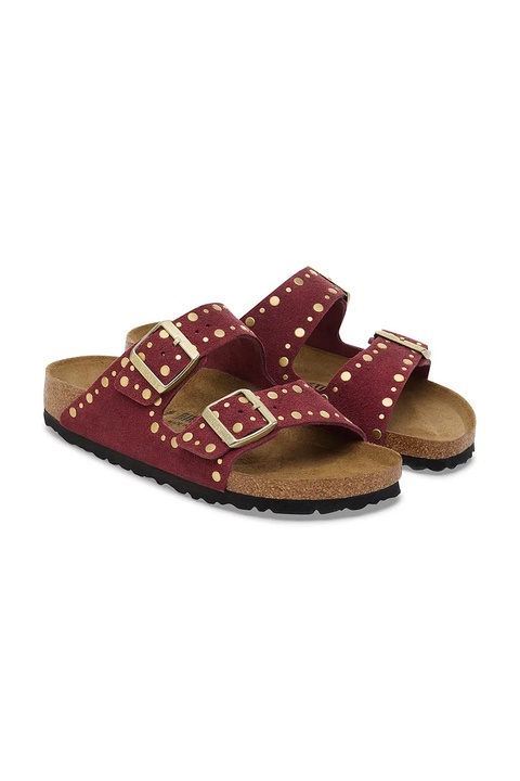 Birkenstock klapki zamszowe Arizona Rivet damskie kolor czerwony 1030463 - zdjęcie produktu nr 2