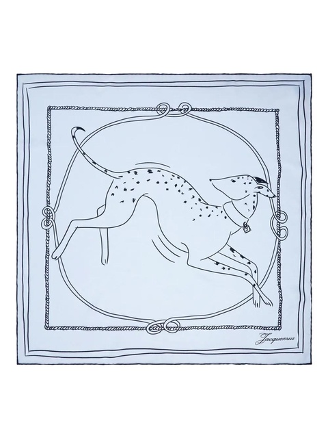 Jacquemus dog-print rope-border scarf - Blue - zdjęcie produktu nr 1
