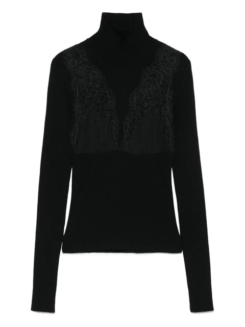 Blumarine lace-insert turtleneck sweater - Black - zdjęcie produktu nr 1