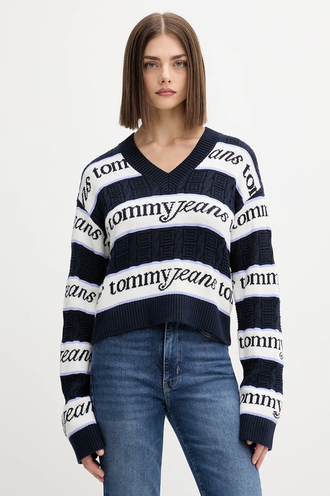 Tommy Jeans sweter bawełniany damski kolor granatowy DW0DW21682 - zdjęcie produktu nr 1