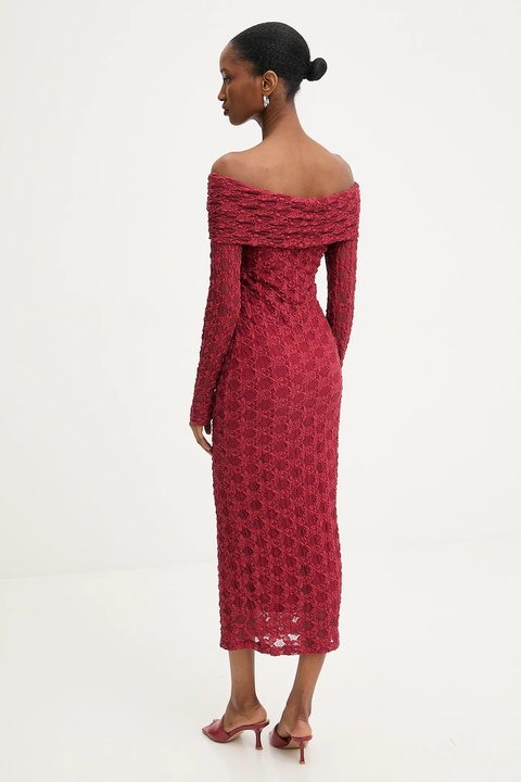 Answear.LAB sukienka kolor czerwony midi dopasowana - zdjęcie produktu nr 2