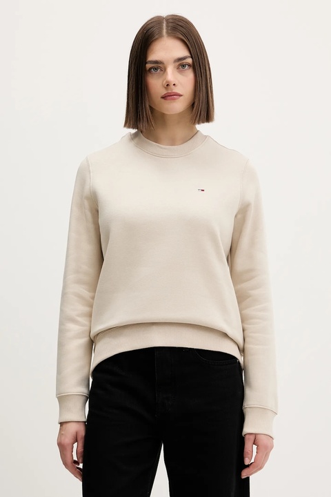 Tommy Jeans bluza damska kolor beżowy gładka DW0DW19959 - zdjęcie produktu nr 1