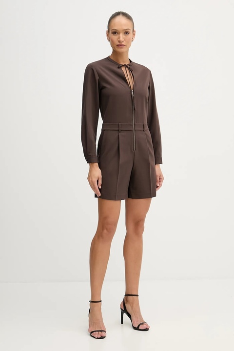 Sisley kombinezon kolor brązowy z dekoltem wiązanym 4RRVLT00R - zdjęcie produktu nr 2