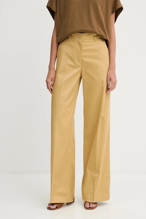 Sisley spodnie damskie kolor żółty szerokie high waist 4ED4LE03G - zdjęcie produktu nr 1