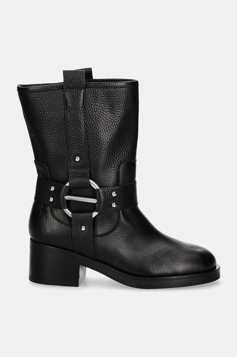 Karl Lagerfeld botki skórzane BROOKLYN damskie kolor czarny na słupku KL41770 - zdjęcie produktu nr 1