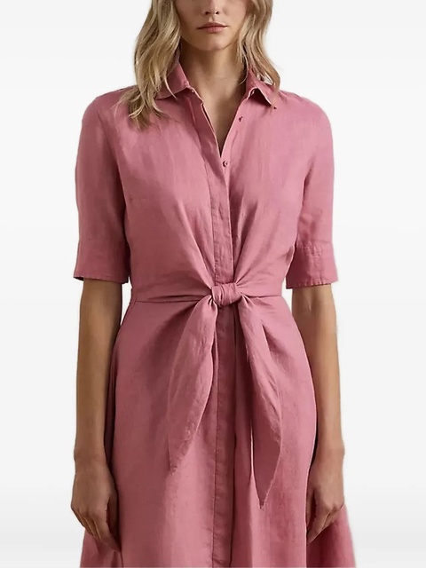 Lauren Ralph Lauren tie-front shirt dress - Pink - zdjęcie produktu nr 1