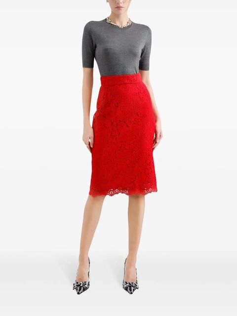 Dolce & Gabbana floral-lace midi skirt - Red - zdjęcie produktu nr 2