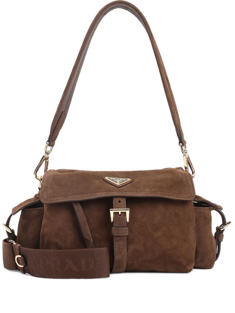 Prada medium Explore suede shoulder bag - Brown - zdjęcie produktu nr 1