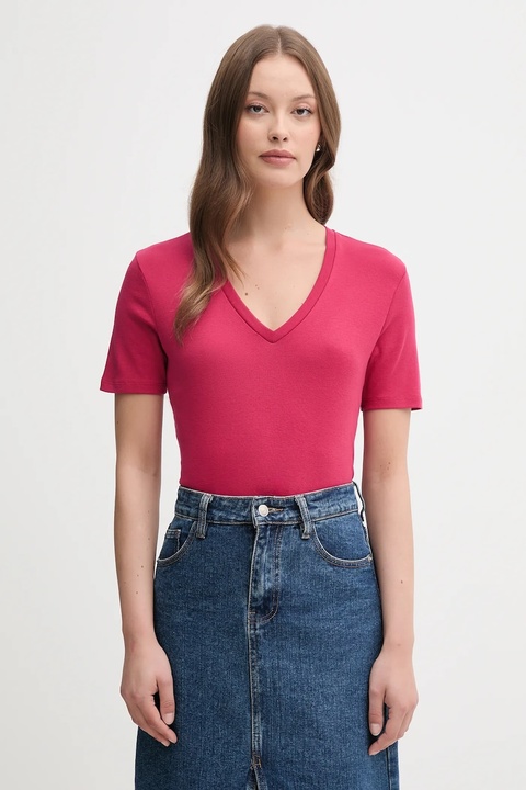 United Colors of Benetton t-shirt bawełniany damski kolor różowy 3GA2E4230 - zdjęcie produktu nr 1