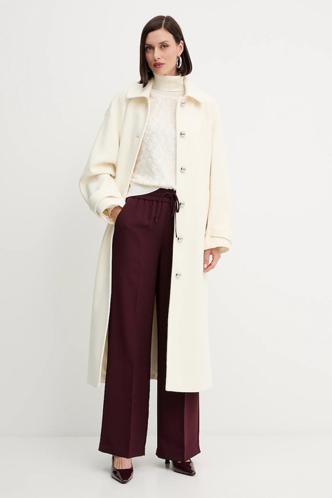 Twinset spodnie damskie kolor bordowy szerokie high waist 252TP2611 - zdjęcie produktu nr 1