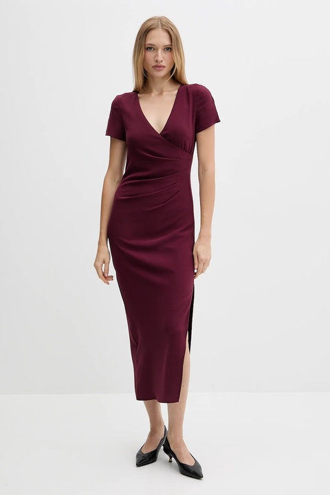 Armani Exchange sukienka kolor bordowy maxi dopasowana XW000665 AF10872 - zdjęcie produktu nr 1