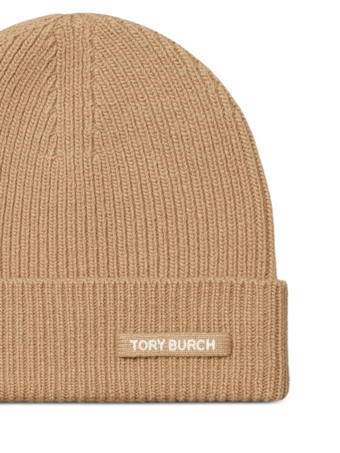 Tory Burch ribbed knit beanie hat - Brown - zdjęcie produktu nr 1