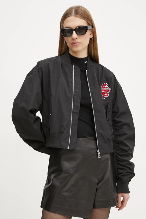 Karl Lagerfeld kurtka bomber damski kolor czarny przejściowa A1W14039 - zdjęcie produktu nr 1