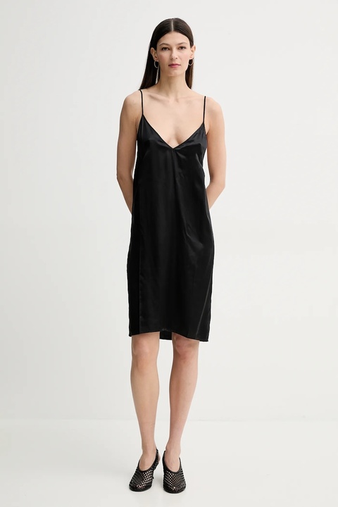 AERON sukienka z domieszką jedwabiu ABACO kolor czarny mini prosta DR581452 - zdjęcie produktu nr 2