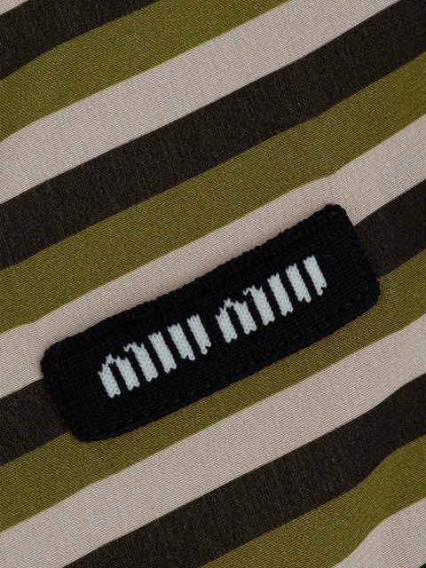 Miu Miu striped logo-patch T-shirt - Green - zdjęcie produktu nr 2