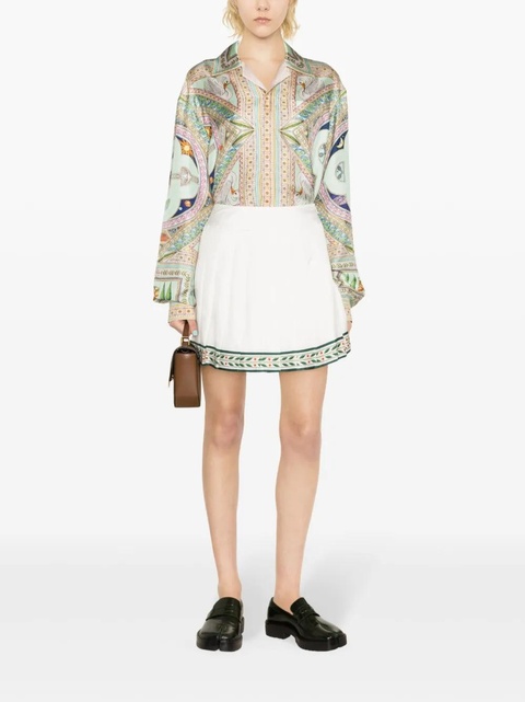 Casablanca Laurel pleated silk miniskirt - White - zdjęcie produktu nr 1