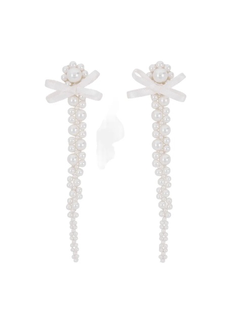 Simone Rocha pearl bow drop earrings - Neutrals - zdjęcie produktu nr 2