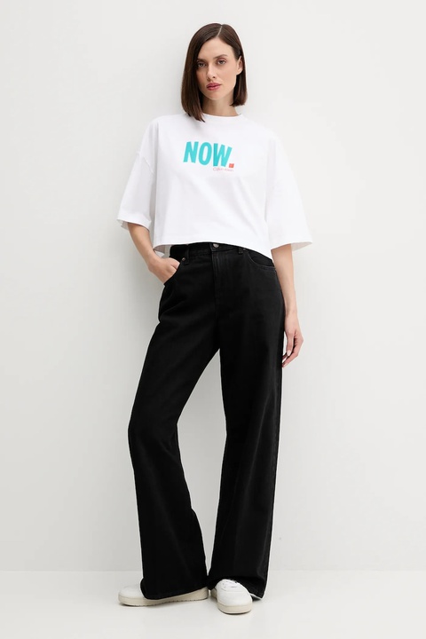 Calvin Klein Jeans t-shirt bawełniany damski kolor biały LV047D209G - zdjęcie produktu nr 2