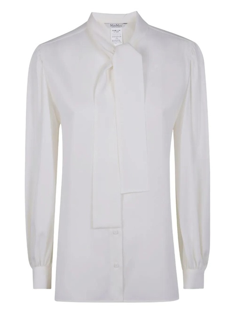 Max Mara tie-neck puff-sleeve shirt - White - zdjęcie produktu nr 1