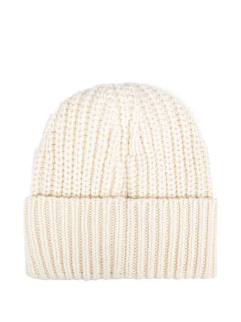 Moncler ribbed logo-patch beanie - White - zdjęcie produktu nr 2