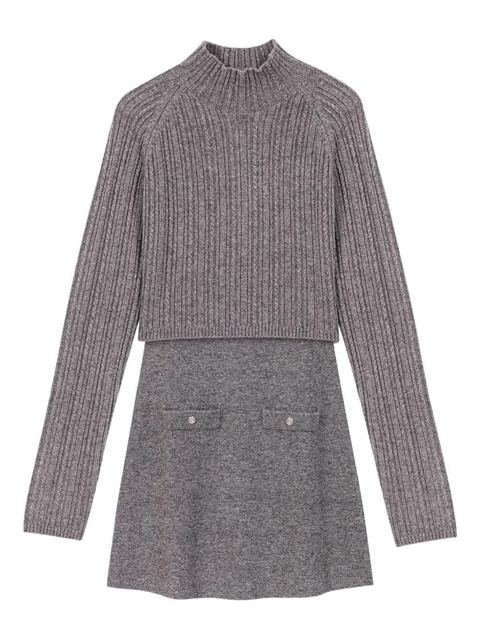 Maje layered mini sweater dress - Grey - zdjęcie produktu nr 1
