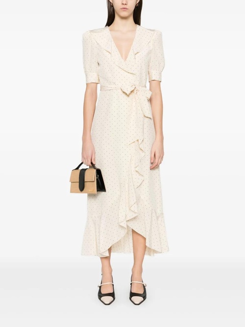 Alessandra Rich polka-dot wrap midi dress - Neutrals - zdjęcie produktu nr 1