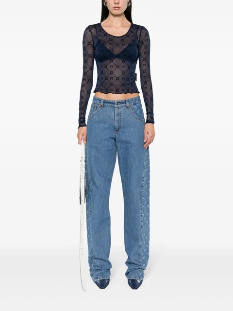 Marine Serre Moonogram mesh longsleeved top - Blue - zdjęcie produktu nr 2
