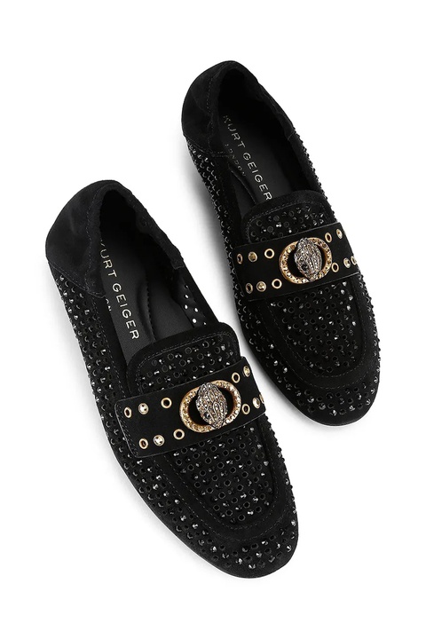 Kurt Geiger London mokasyny zamszowe Chelsea Crystal Loafer damskie kolor czarny na płaskim obcasie 4726709209 - zdjęcie produktu nr 2