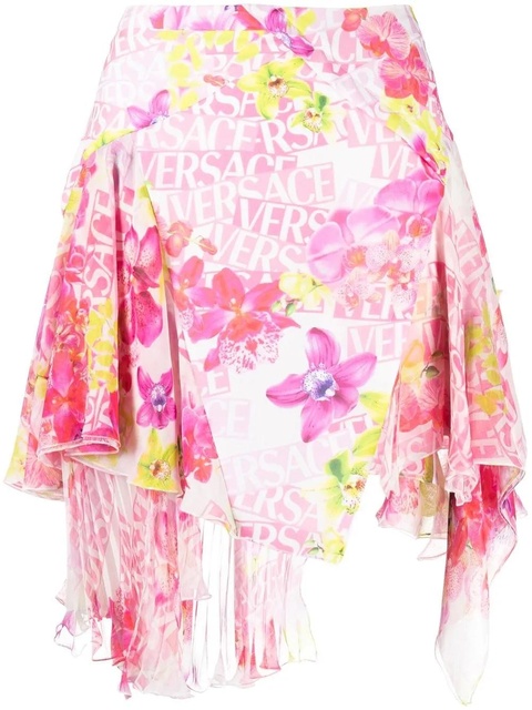 Versace floral-print asymmetric skirt - Pink - zdjęcie produktu nr 1