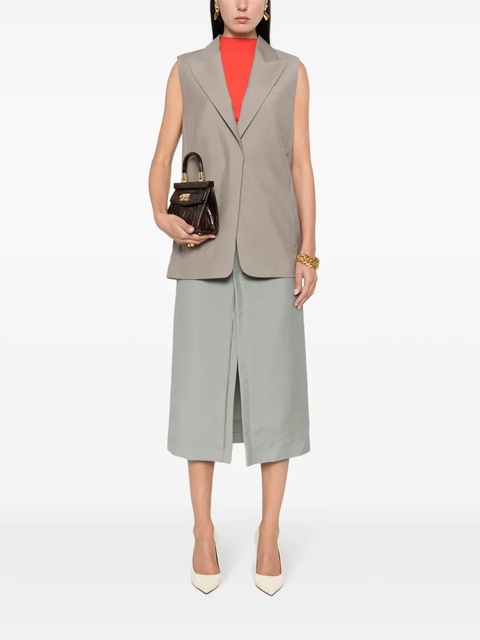 FENDI embroidered-logo mohair-wool waistcoat - Brown - zdjęcie produktu nr 1