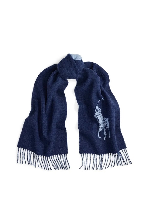 Polo Ralph Lauren szalik wełniany kolor granatowy gładki 455954331 - zdjęcie produktu nr 1