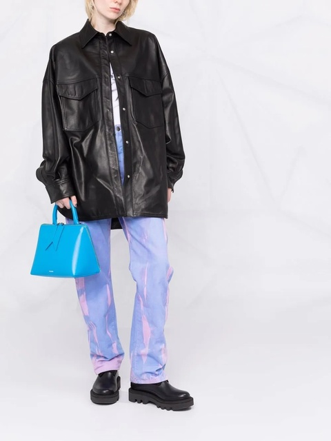 The Attico Monday triangle leather tote bag - Blue - zdjęcie produktu nr 2