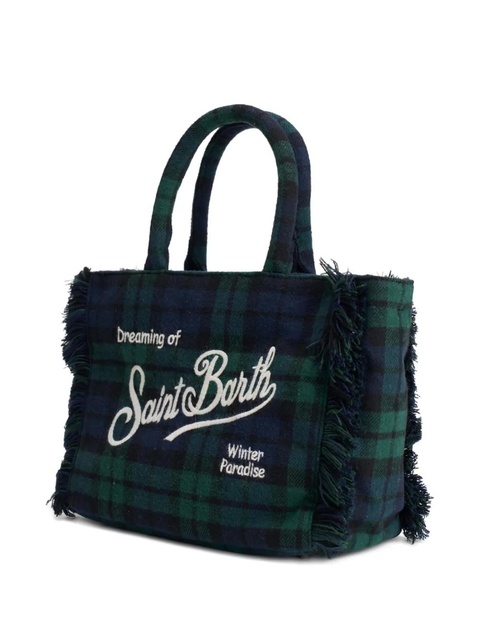 MC2 Saint Barth tartan-fringed tote bag - Blue - zdjęcie produktu nr 2