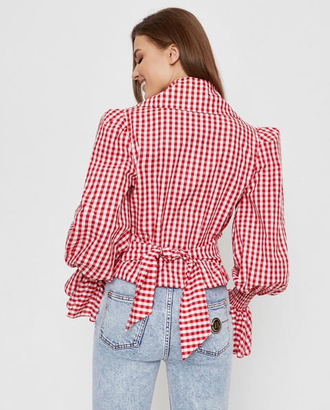 BALMAIN - Krótka bluzka w kratkę - zdjęcie produktu nr 2