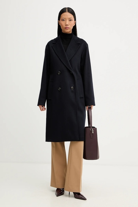 Marella płaszcz z dodatkiem wełny Emme by Marella kolor granatowy 2525016022200 - zdjęcie produktu nr 2